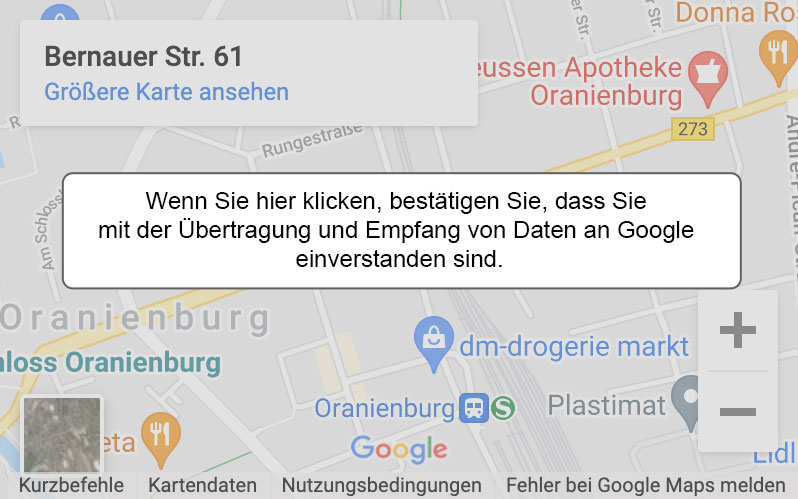 Lageplan des Büros in Oranienburg